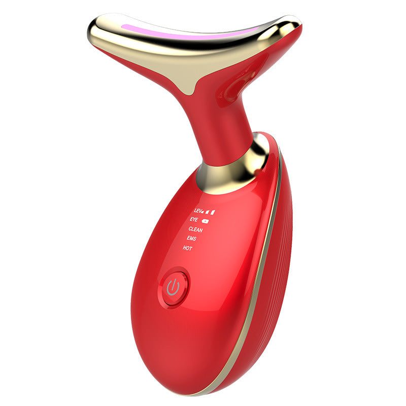 LED Thermal Neck Lifting And Tighten Massager Electric Microcurrent Wrinkle Remover LED Photon Face Beauty Device For Woman